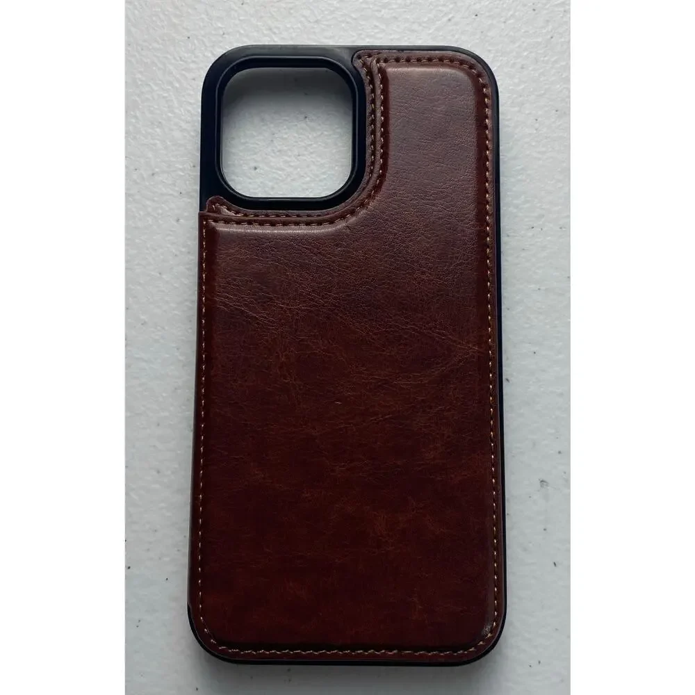 Brown Wallet Leather-like Case for iPhone 12 Snap Closure